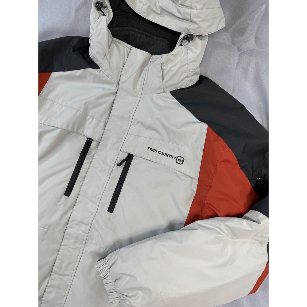 Free Country Jacket Mens Large Gray‎ Red Black FCXtreme Hooded Winter Coat
